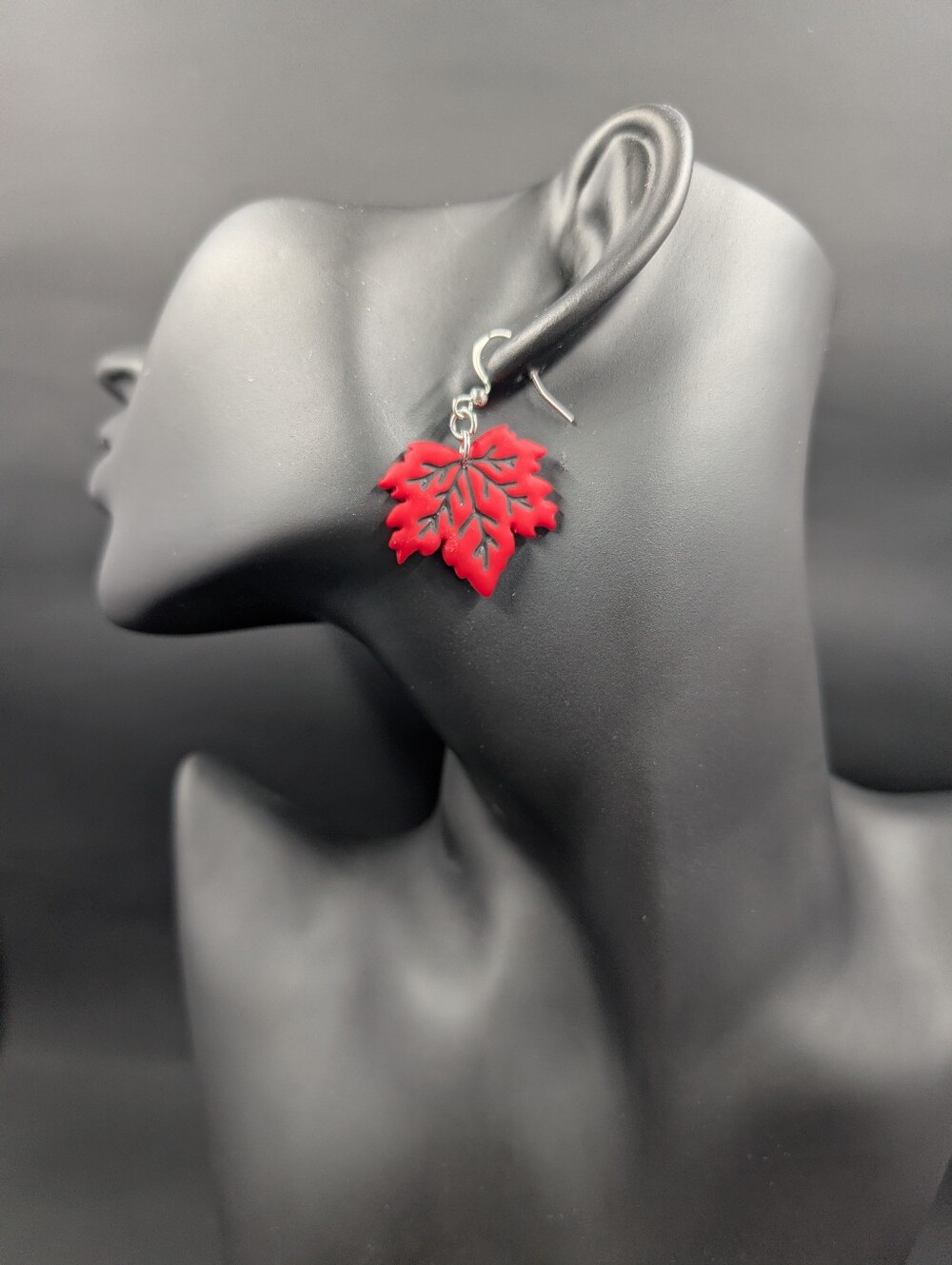 Red Maple Leaf Dangle Earrings